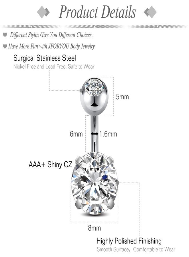 JFORYOU 1/4 Inch Short Belly Button Rings 14G 6mm Stainless Steel Short Belly Barbell Piercing Navel Button Rings 4 PCS for Women Men - Image 2